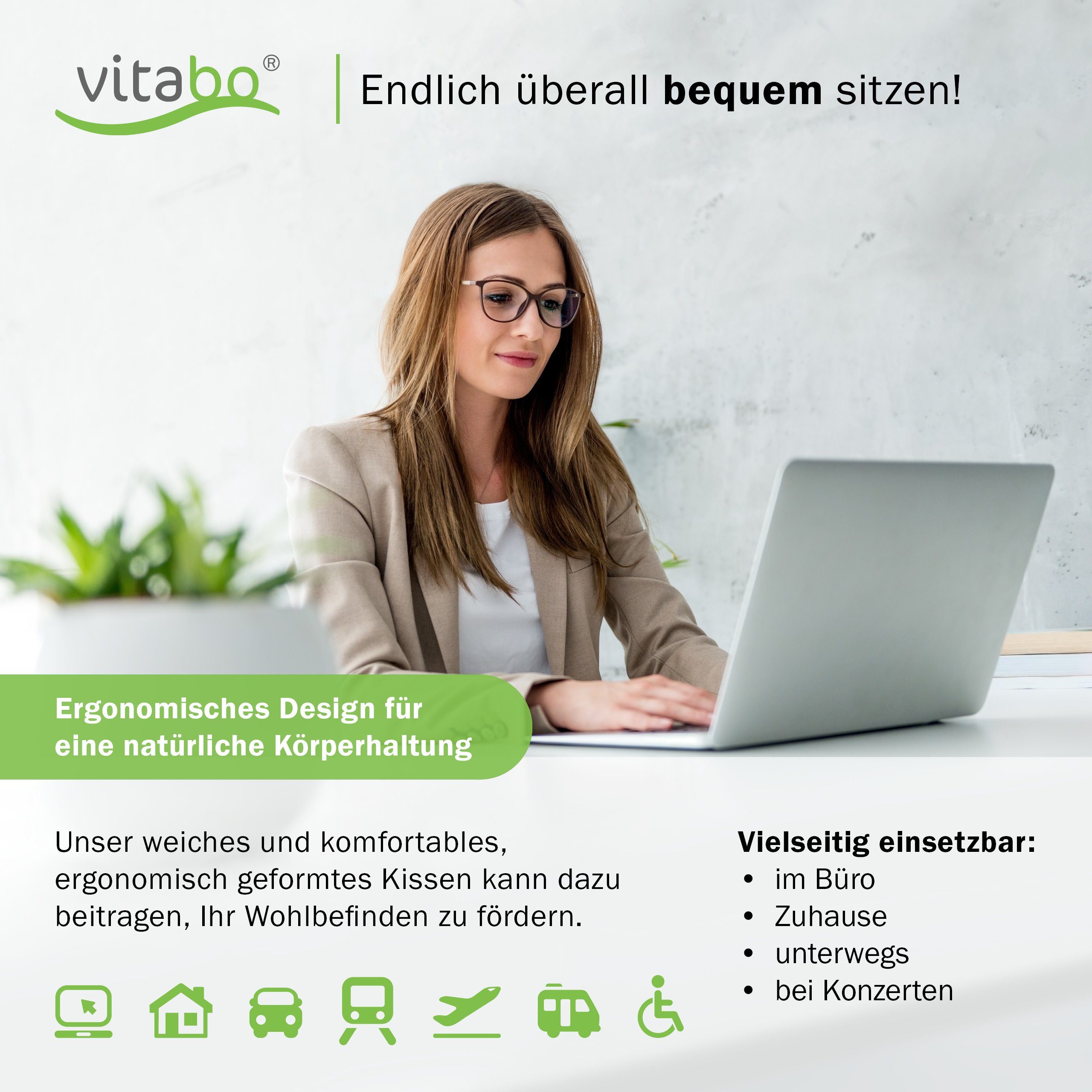 Vitabo Sitzkissen mit Steißbein-Mulden I Sitzring O-Form I Sitzdonut, weich günstig online kaufen