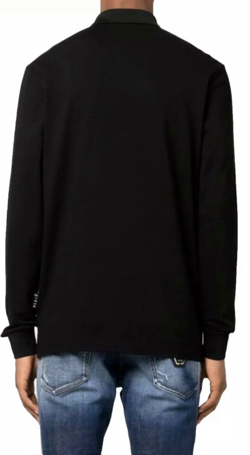PHILIPP PLEIN Langarm-Poloshirt Herren ikonische PP-Hexagon-Patch ikonische PP-Hexagon-Patch – Bild 4 von 5