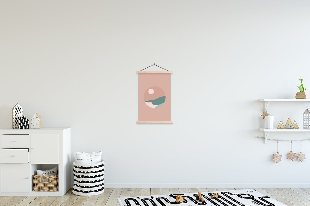 MuchoWow Poster Sommer - Sonne - Strand - Rosa, (1 St), Posterleiste, Textilposter für Wohnzimmer, Bilderleiste, Magnetisch