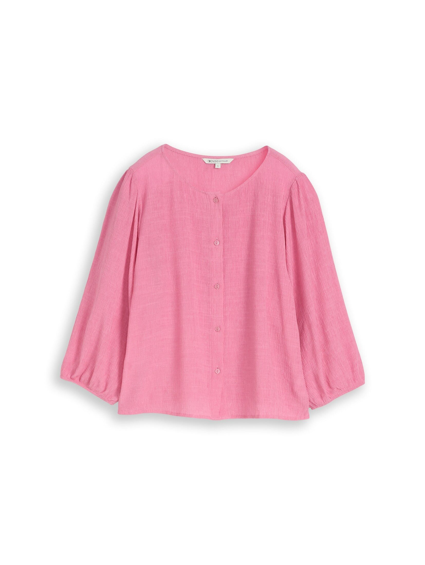 TOM TAILOR Denim Kurzarmbluse Blusen & Shirts Crinkle Bluse mit Knopfleiste