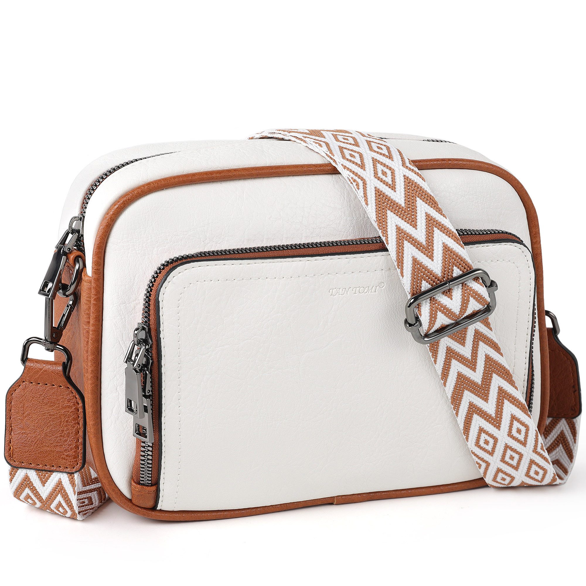 TAN.TOMI Umhängetasche Handtasche Damen mittelgroß tasche mit Verstelbaar Schultergurt, Fronttasche mit mehreren Fächern Weich Breiter Gurt