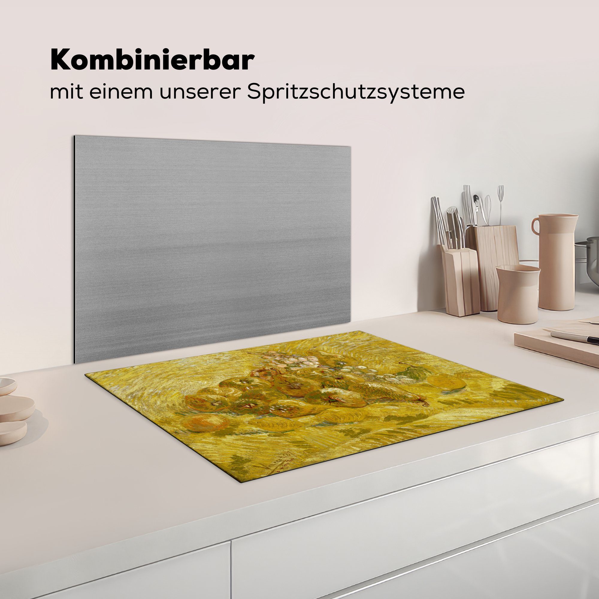 Induktionskochfeld Trauben Vinyl, Gogh, van küche, Herdblende-/Abdeckplatte Zitronen, (1 71x52 - für Schutz und Vincent die Ceranfeldabdeckung Quitten, Birnen cm, tlg), MuchoWow