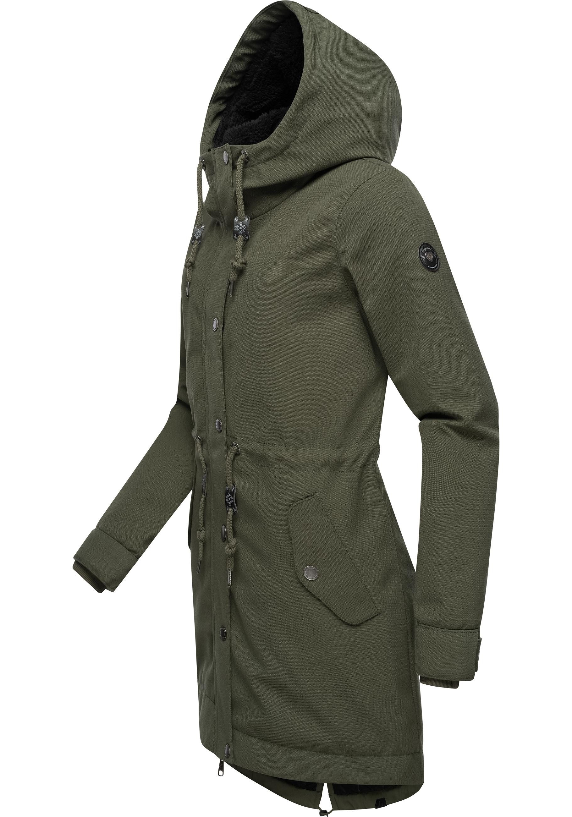 Ragwear Kurzmantel Canny Canvas Wasserdichter Damen Wintermantel mit Kapuze