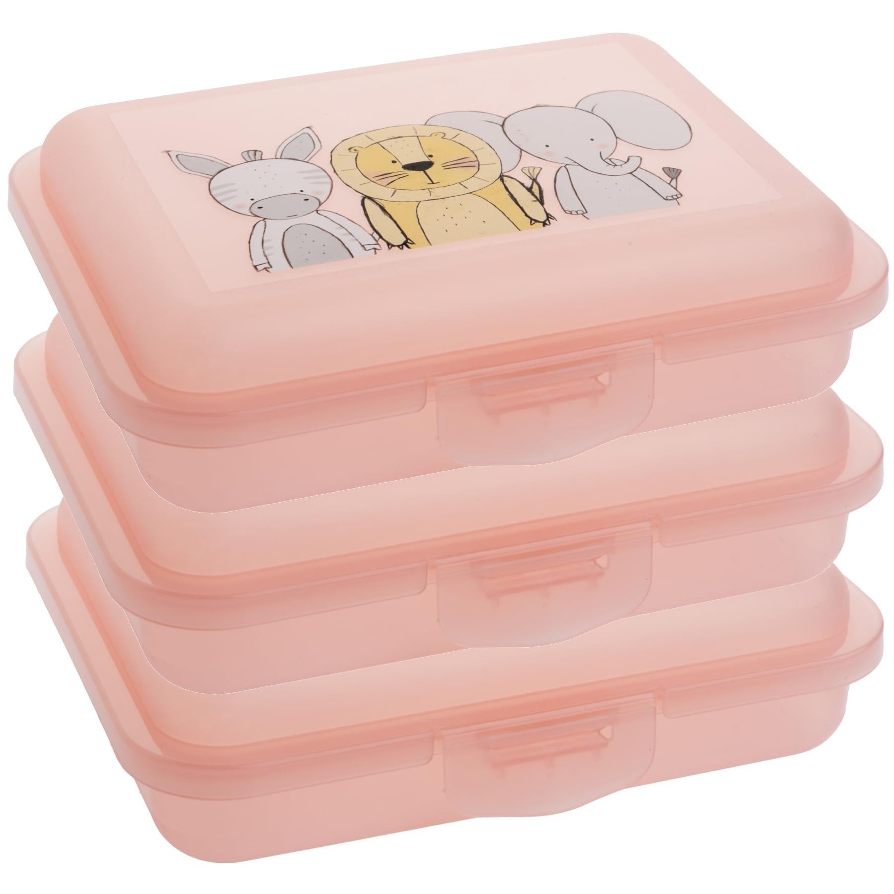 Centi Lunchbox Lunchbox Kinder rosa, Klickverschluss, spülmaschinenfest, Kunststoff, (3er-Set)