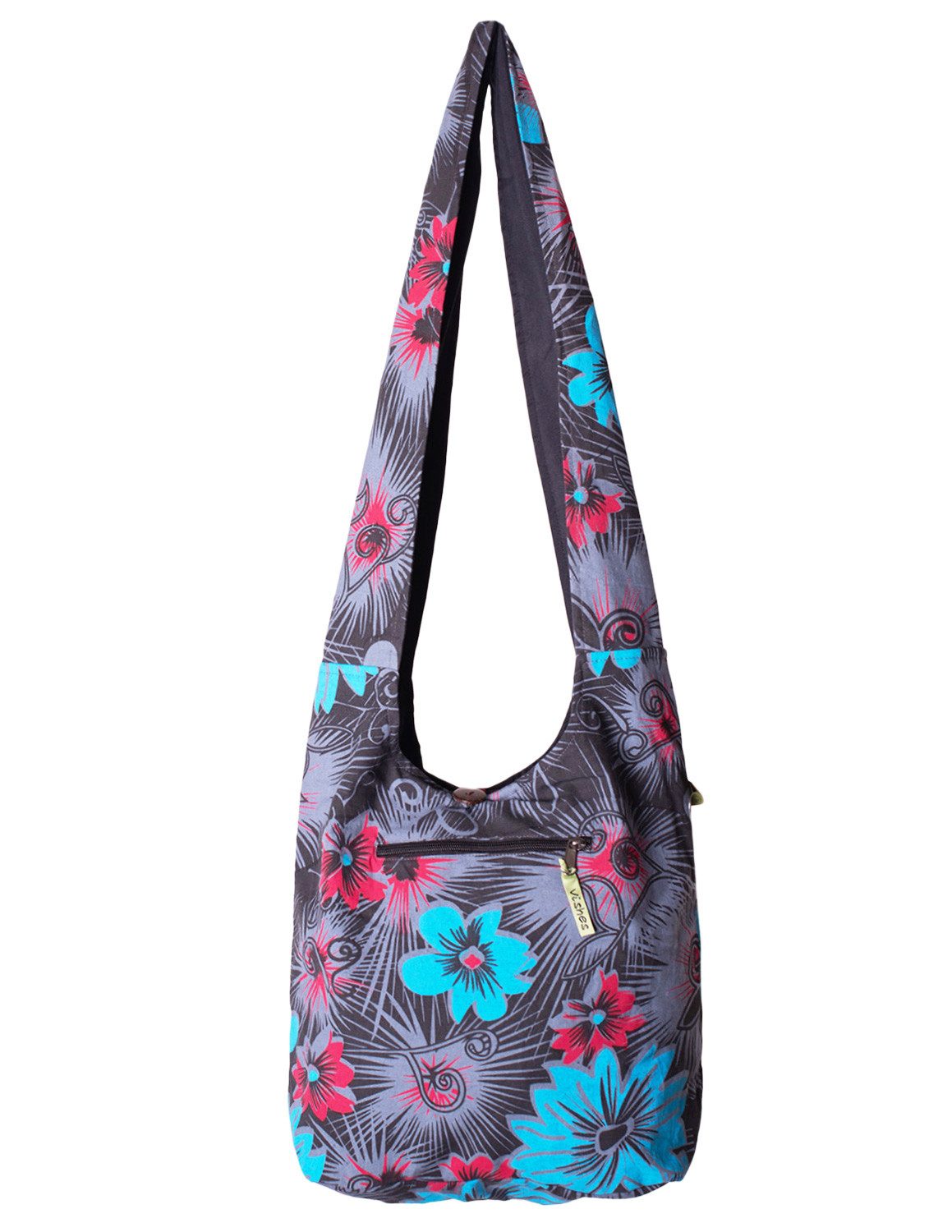 Beuteltasche Schultertasche Beuteltasche aus Baumwolle Blumen Hippie Tasche