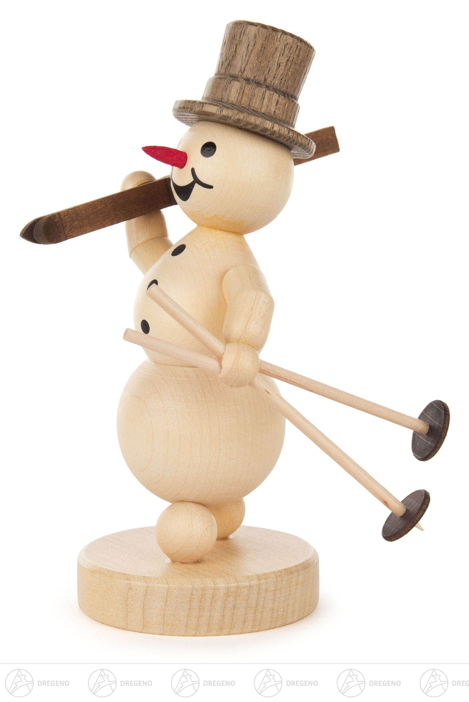 Dregeno Erzgebirge Schneemann Schneemann mit Ski auf Schulter BxHxT = 6x11,5x8cm NEU