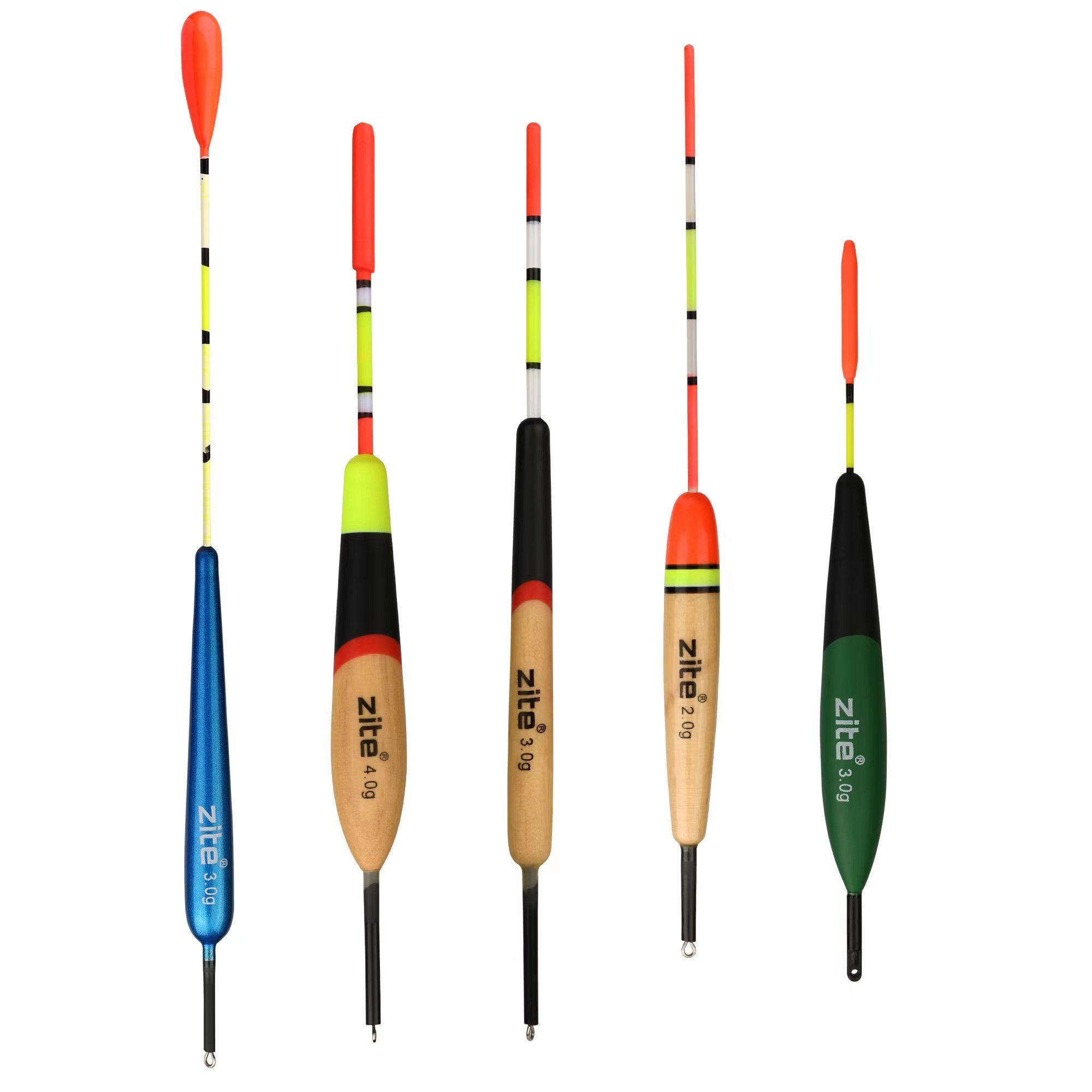 Zite Allroundpose in Transportrohr 20 Stück vielfältiges Set Schwimmer-Posen 0,8-10 g, (20-St)