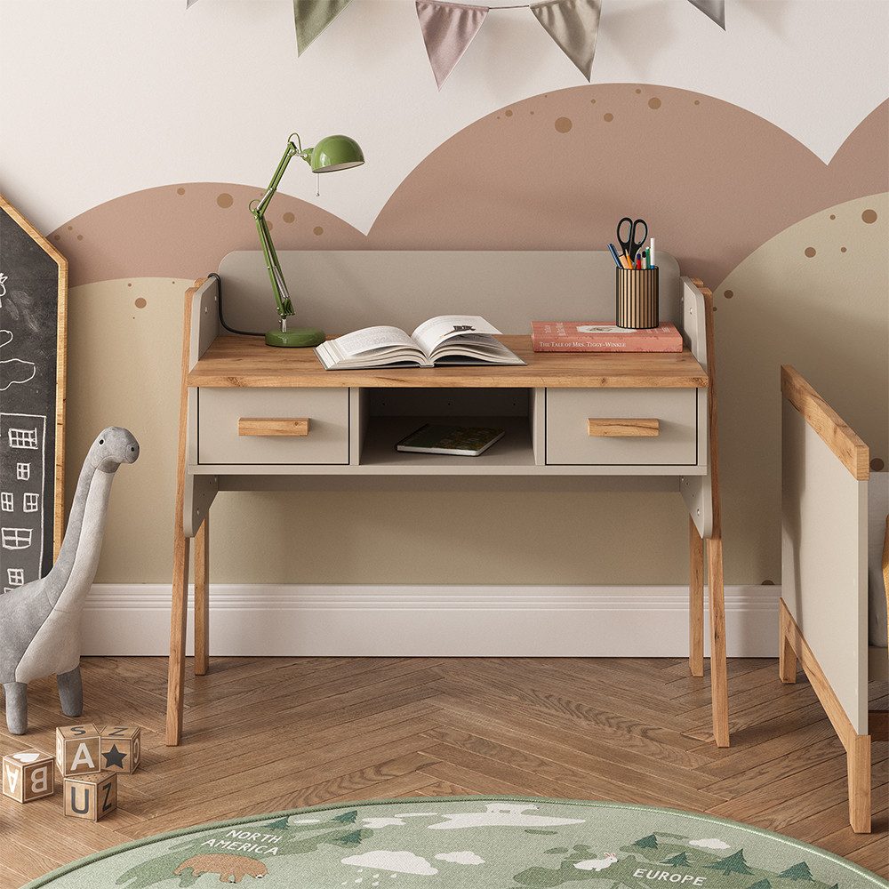 VitaliSpa® Schreibtisch Malia, Cashmere/Artisan/Artisan, 97 x 51 cm mit 2 Schubladen (1-St)