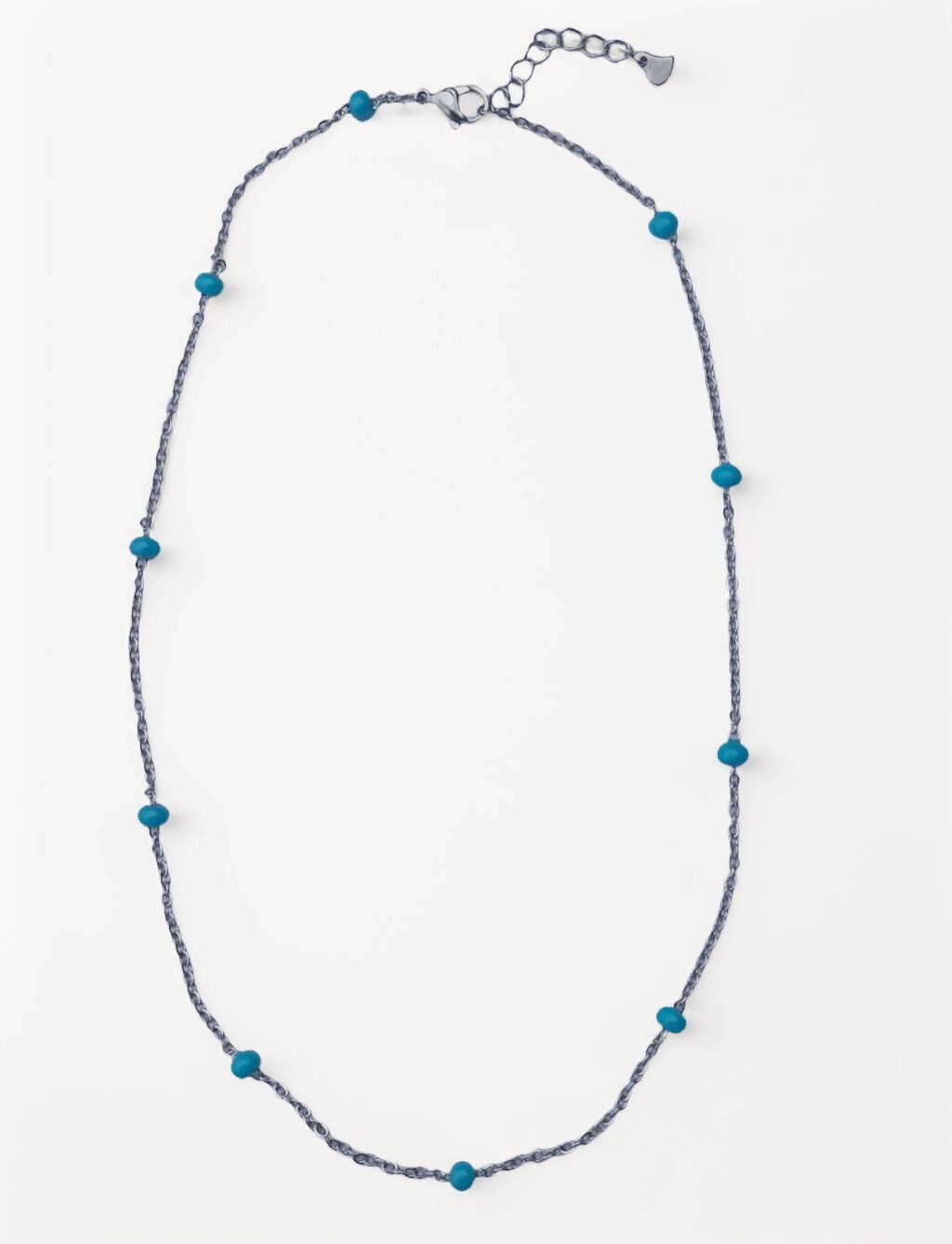 Edelstahlkette Elegante Damen Kette aus Edelstahl mit türkisen Perlen