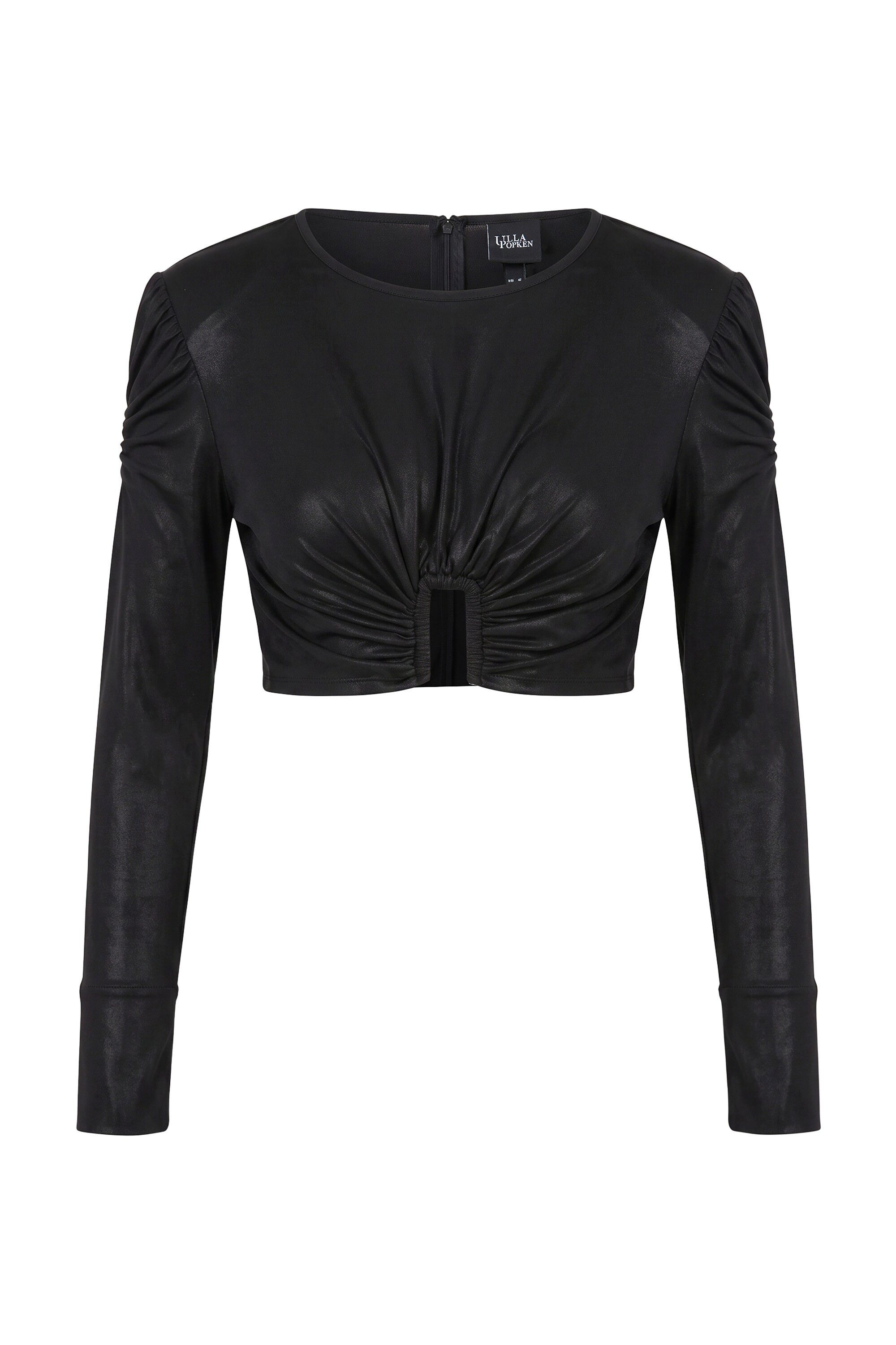 Ulla Popken Longsleeve Langarmshirt Slim Fit drapierte Vorderseite
