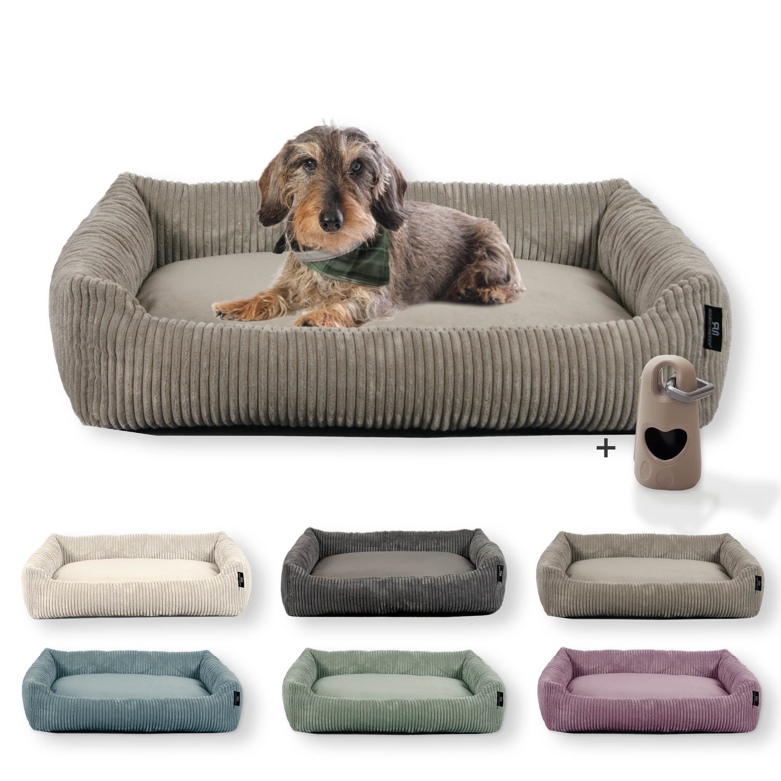 Rohrschneider Tierbett Hundebett Hundekorb Cordstoff, inkl. Gassibeutel