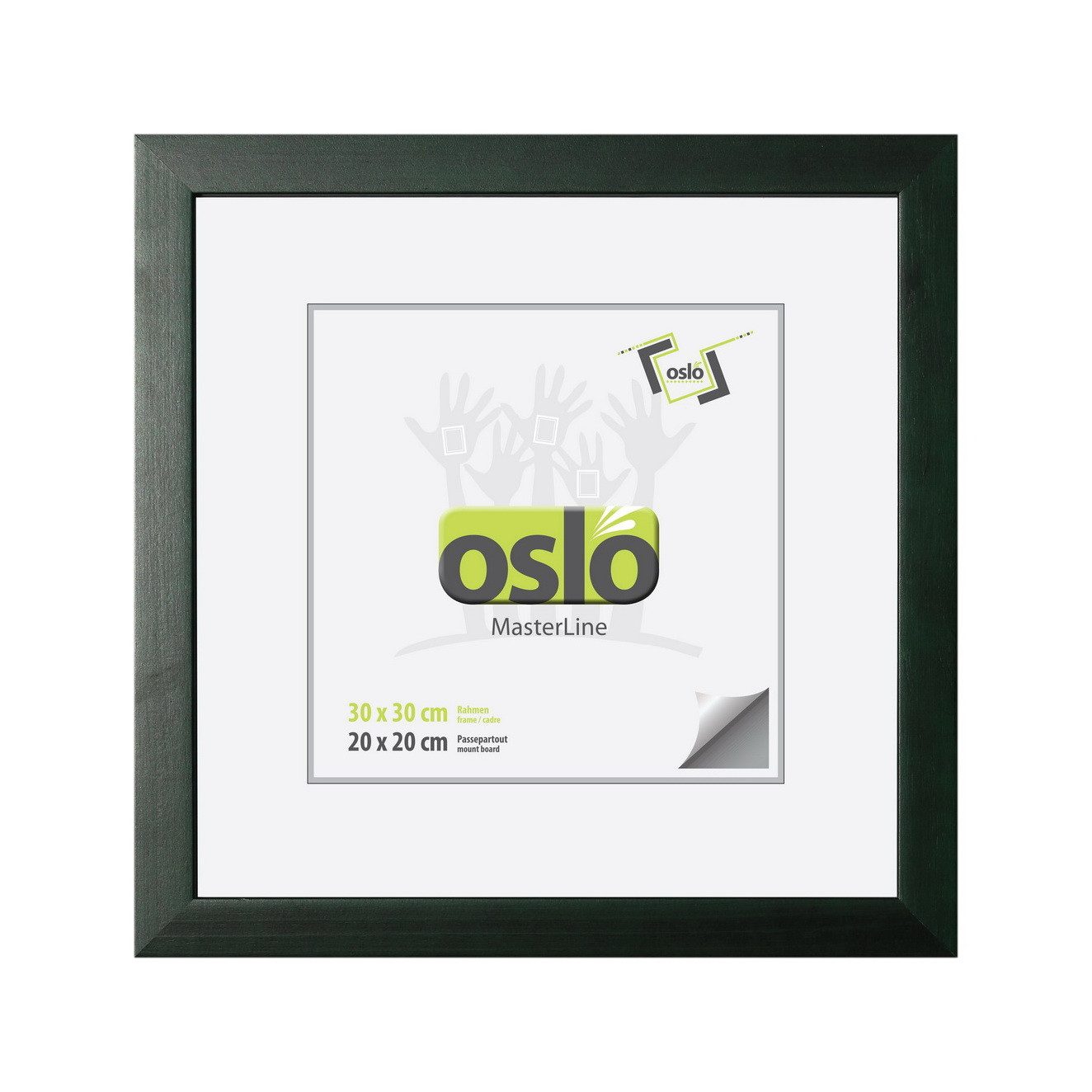 Oslo MasterLine Einzelrahmen Bilderrahmen Holz massiv quadratisch FSC mit Glasscheibe, 30 x 30 cm dunkelgrün