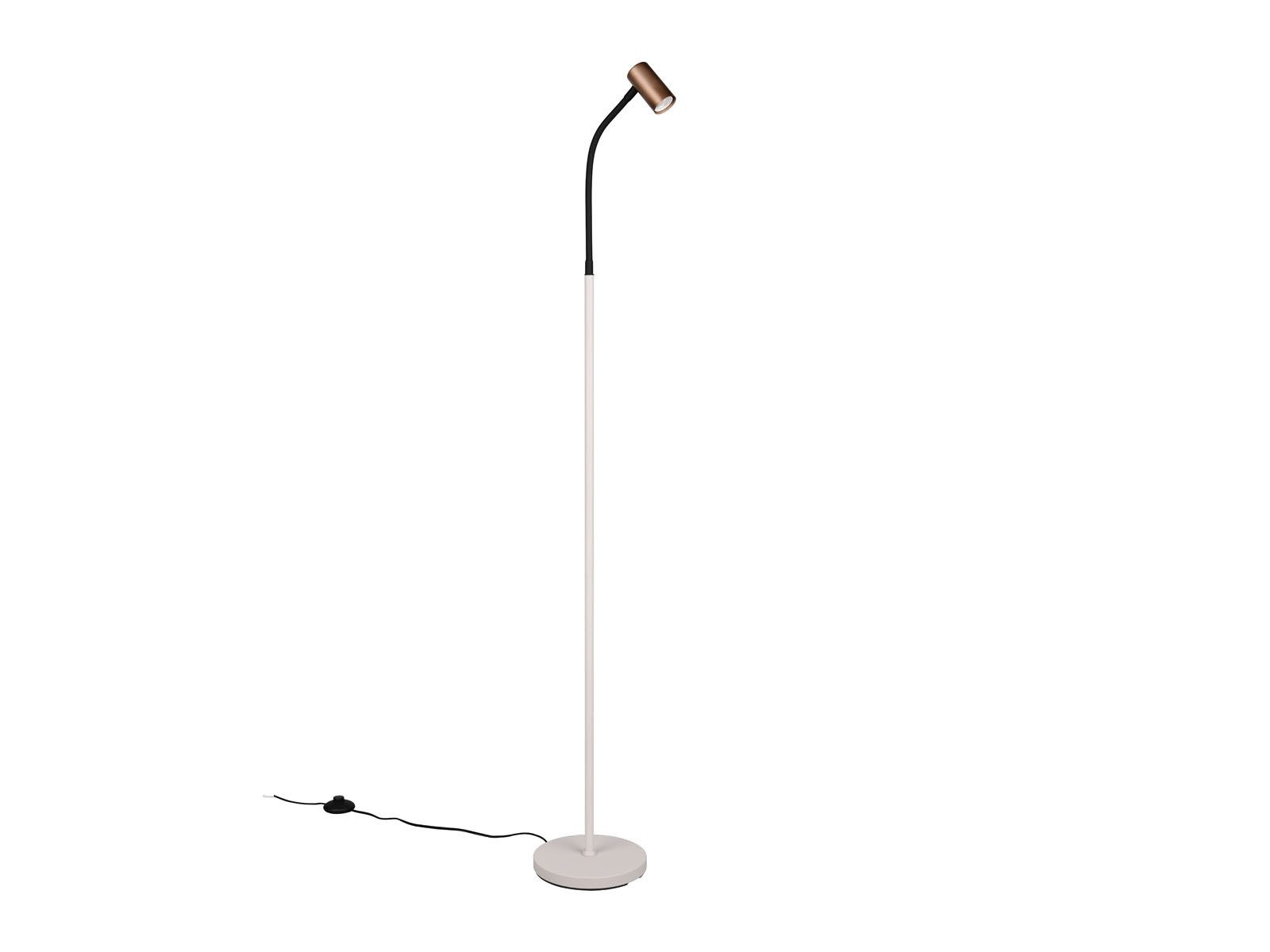 Reality Leuchten LED Leselampe Spot flexibel biegsam, Höhe 133,5cm, Leuchtmittel dimmbar, LED wechselbar, Warmweiß, schmal-e Stehlampe dimmbar, kleine Leseleuchte mit GU10 LED