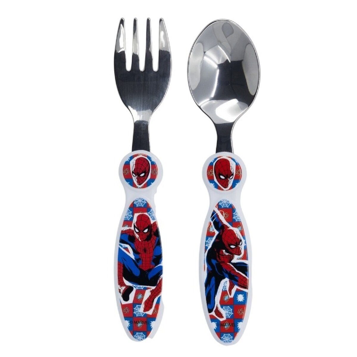 Spiderman Kinderbesteck Spiderman Kinderbesteck Set 2-teilig Löffel & Gabel mit Motivgriffen (2-tlg), 100% Kunststoff