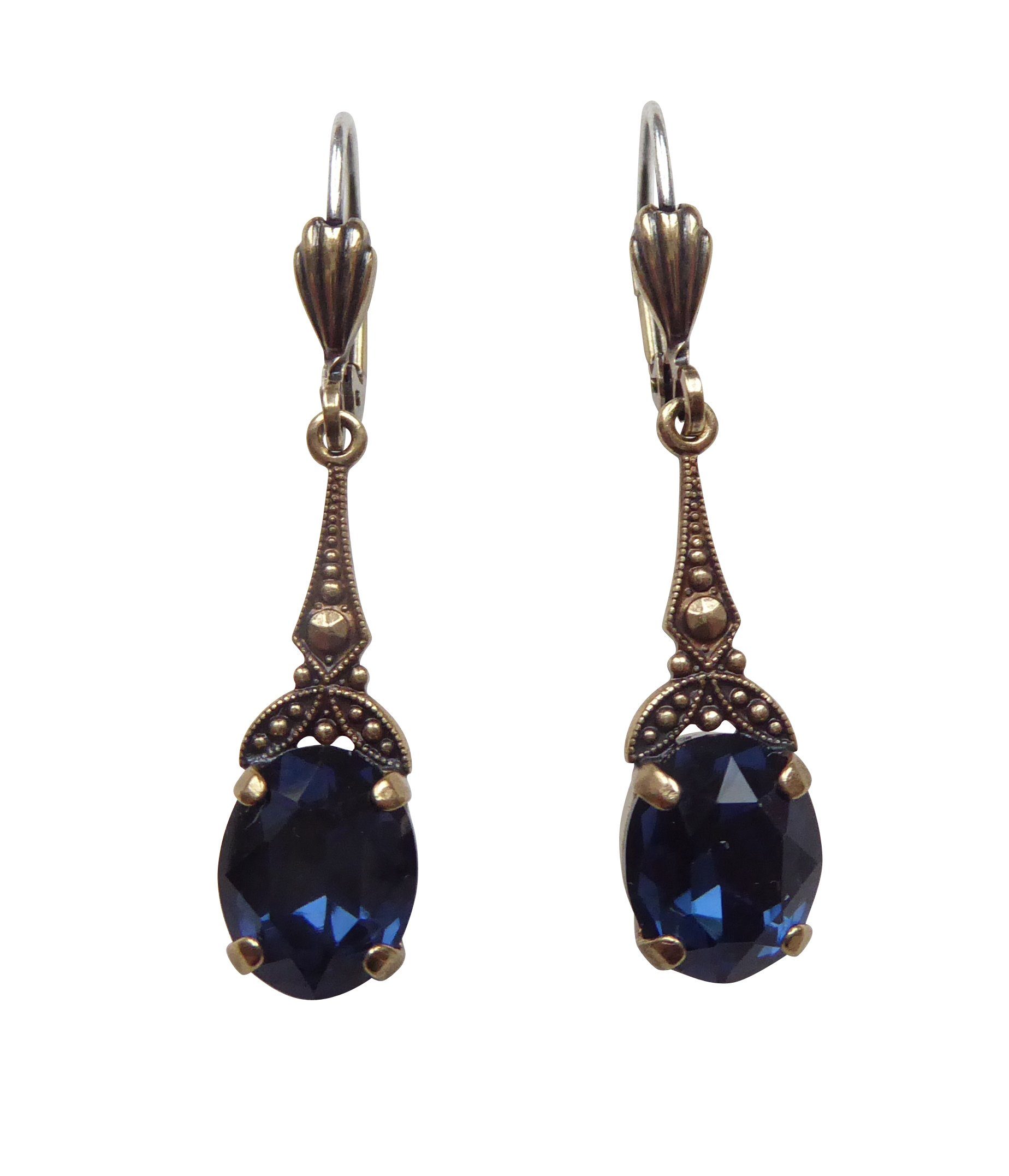 Mugello Paar Серьги Bea blau nostalgisch Antik-Look altmodisch verspielt, Handgefertigter Modeschmuck, made in Germany