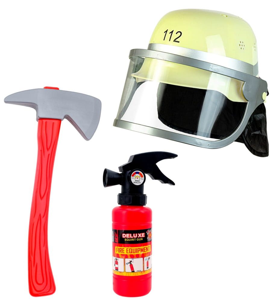 Widmann S.r.l. Kostüm Feuerwehrmann Set (Helm, Axt, Feuerlöscher)