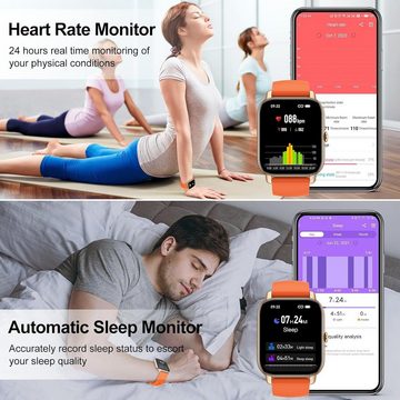 Nerunsa P66GO Smartwatch (1,85 Zoll, Andriod iOS), mit Herzfrequenz Schlafmonitor Schrittzähler, IP68 Wasserdicht