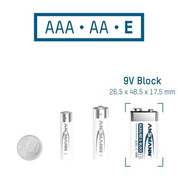ANSMANN AG Alkaline longlife 9V Block Batterien (16 Stück) - ideal für Rauchmelder Batterie