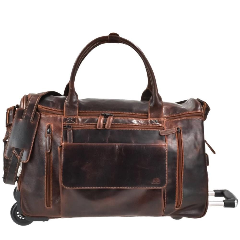 Reisetasche "Rugged" Trolley-Reisetasche Leder 54x37x34cm teak braun