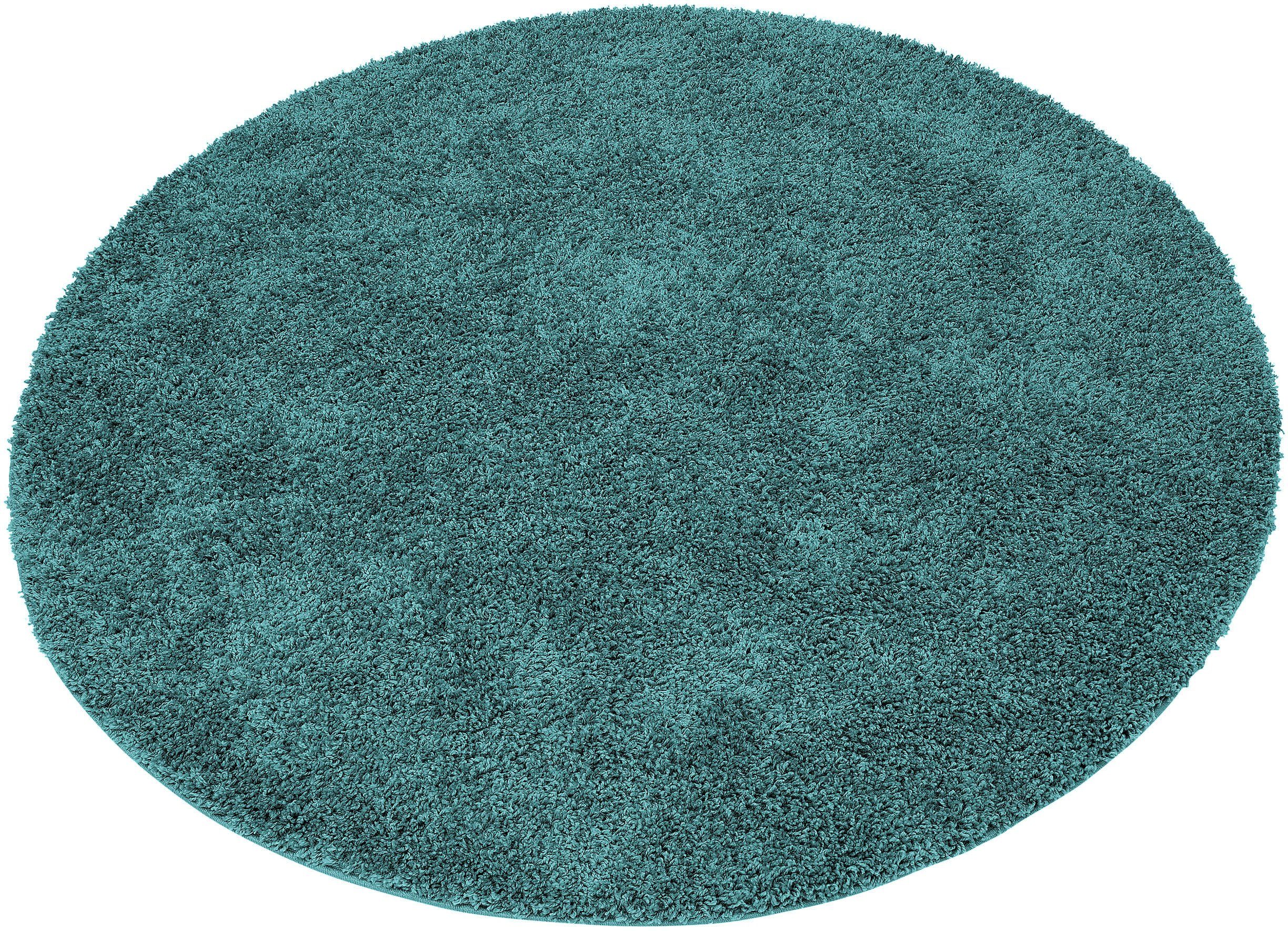 kuschelig Teppich Uni-Farben, 30, aquamarin Shaggy Höhe: besonders affaire, Teppich weich Home und 30 mm, in rund,
