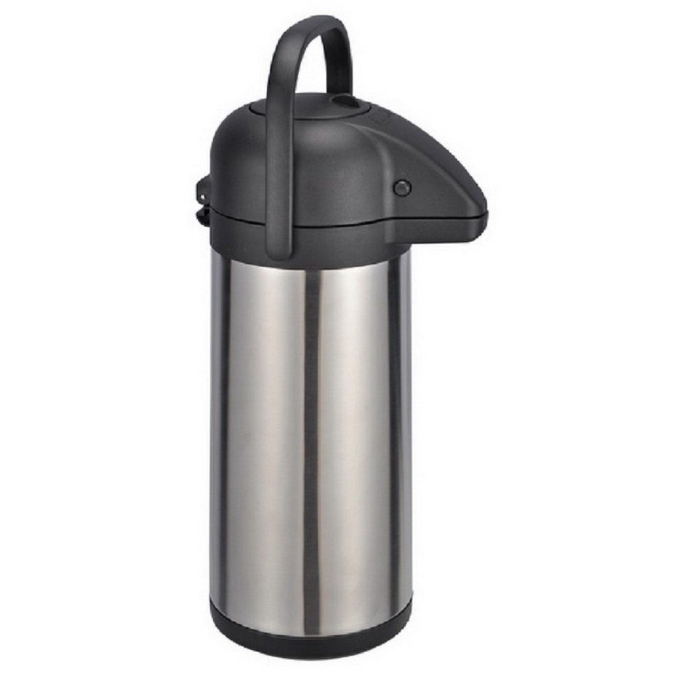 Haushalt International Pump-Isolierkanne Thermokanne doppelwandig Pumpkanne, 3 l, aus Edelstahl, herausnehmbare Pumpe