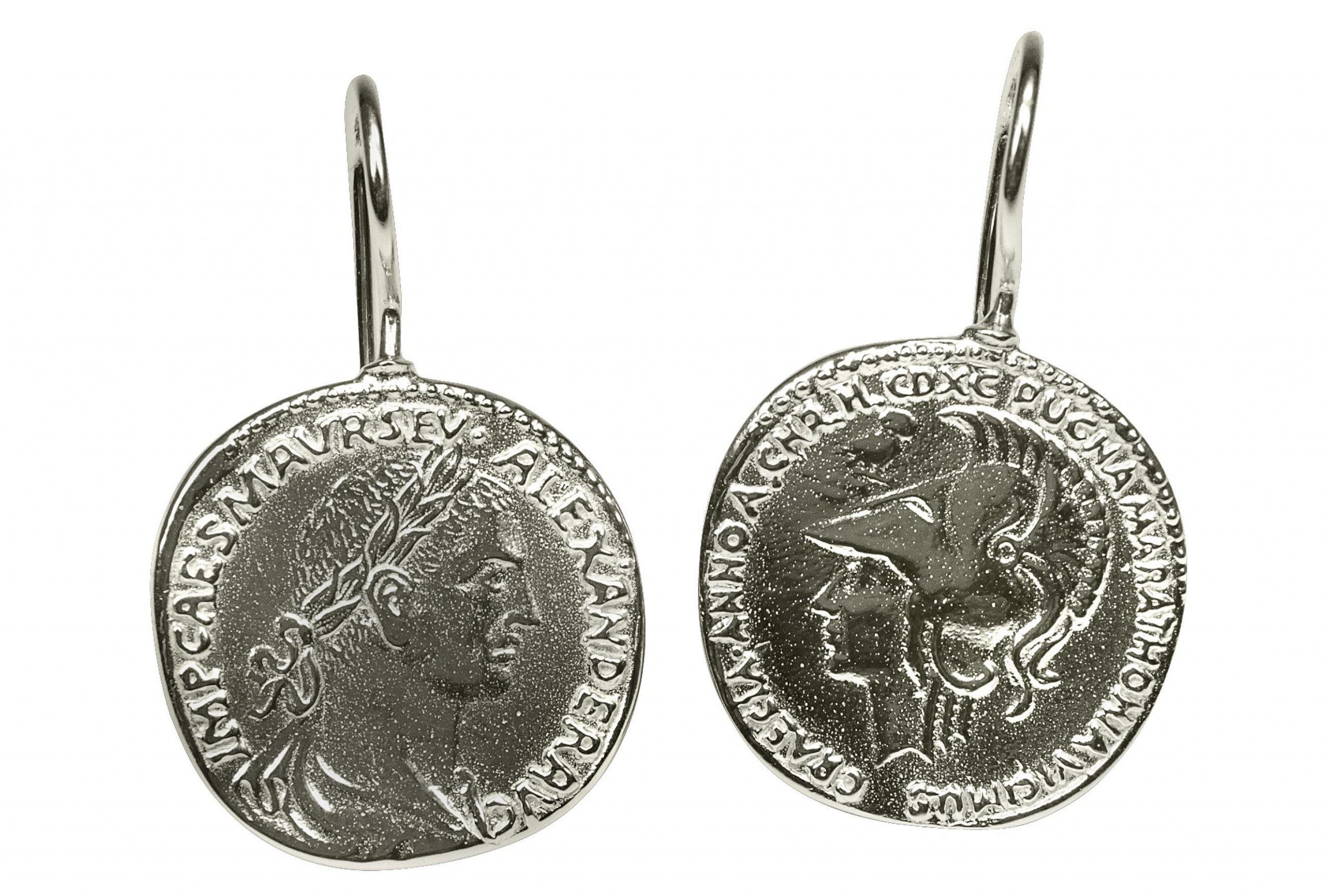 SILBERMOOS Paar Ohrhänger Ausgefallene Ohrhänger Römische Münzen, 925 Sterling Silber