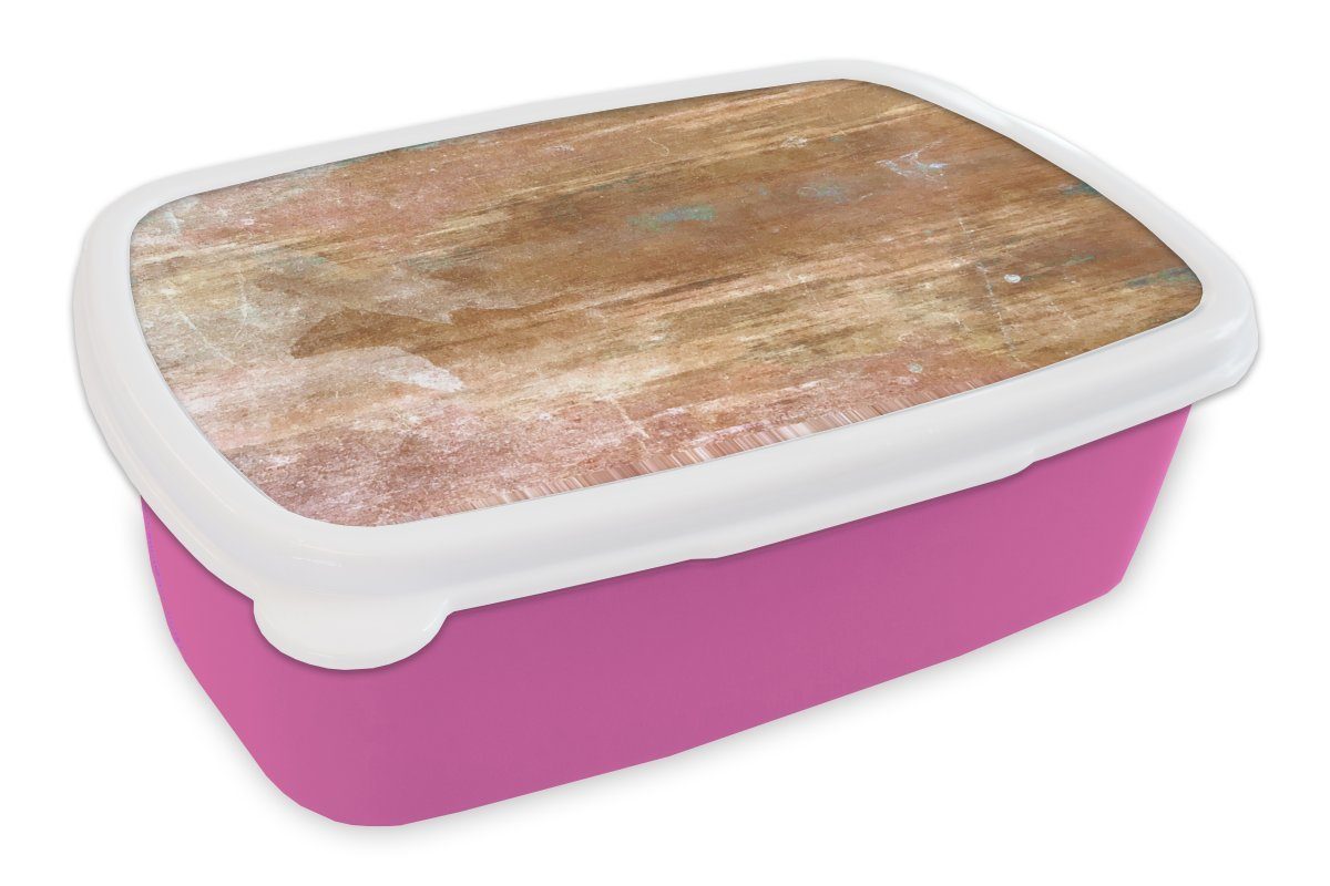 Snackbox, Mädchen, - MuchoWow - Bronze Kinder, Lunchbox Erwachsene, für Kunststoff rosa Kunststoff, (2-tlg), Eisen Rost, Brotbox Brotdose
