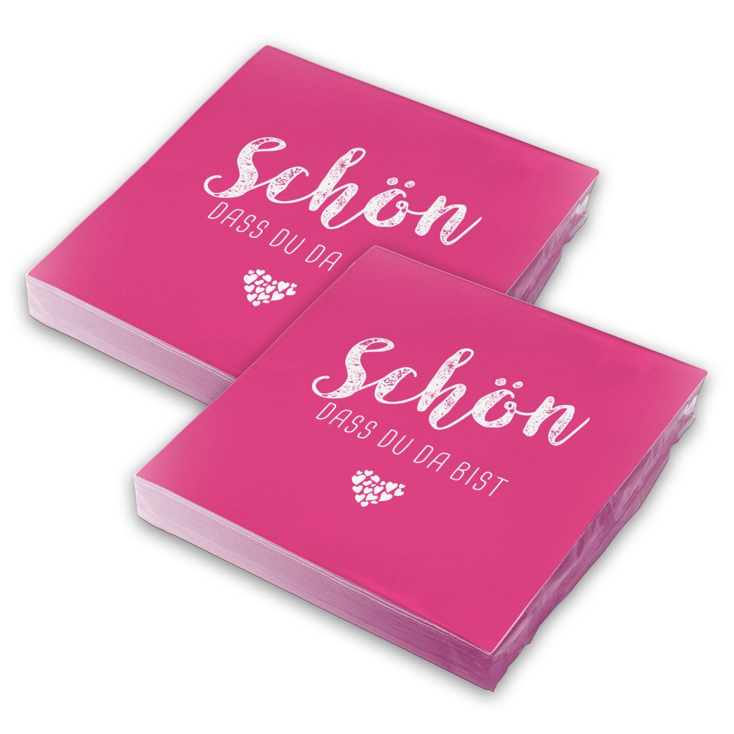 itenga Papierserviette itenga 40x Serviette Schön dass du da bist fuchsia pink (Pantone 226 U