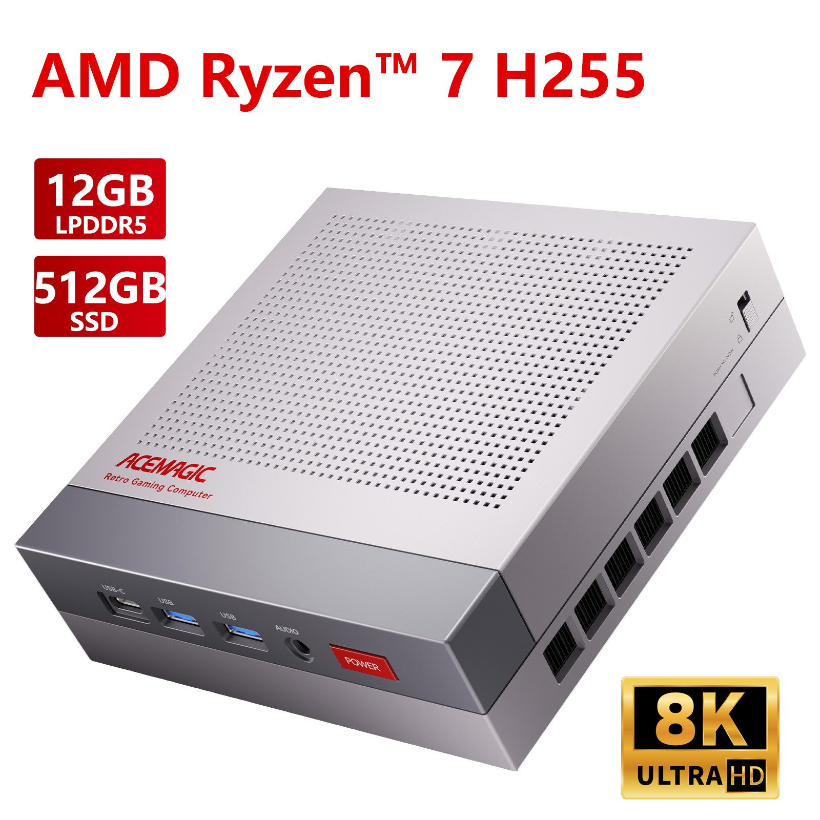 ACEMAGIC X3 Mini PC, AMD Ryzen 7, 16GB RAM, 512GB SSD, Windows 11 PRO, Gaming Mini-PC (AMD Ryzen 7 H 255 H 255, AMD Radeon™ 780M, 16 GB RAM, 512 GB SSD, AMD Radeon 780M, 8K Triple Display, 2.5GbE LAN, HDMI, WiFi 6E, BT 5.2)
