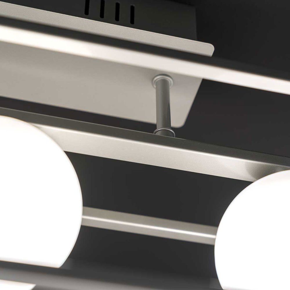 etc-shop LED Deckenleuchte, Leuchtmittel inklusive, LED Deckenleuchte silber Warmweiß, Deckenlampe Glas Wohnzimmerlampe