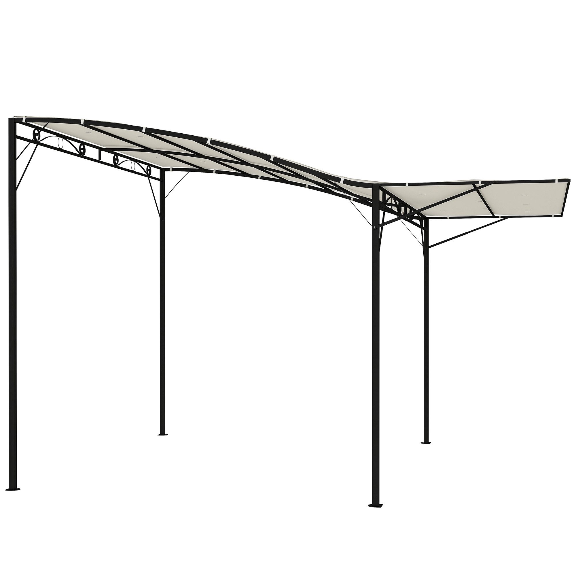 Outsunny Pavillon Pergola 3x2,5m Stahl Sonnenschutz mit verstellbares Dach, mit 0 Seitenteilen, (Pergola Pavillon aus Stahl, wasserabweisend Sonnenschutz), freistehend, für Garten Balkon Cremeweiß