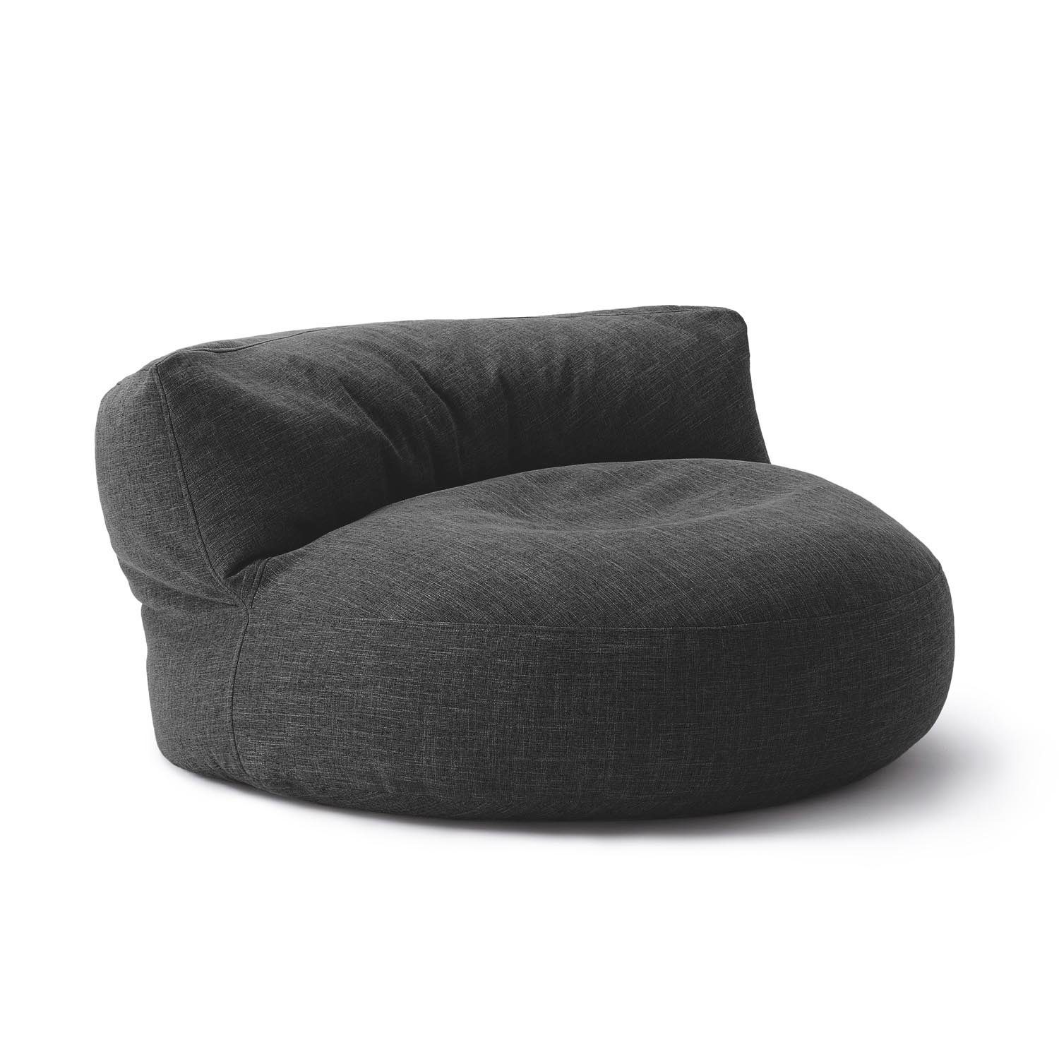 Rückenlehne Couch dunkelgrau Bean Outdoor In-& Bag Sitzkissen 90x90x50cm Lumaland Lounge, inkl. Round Sitzsack Sofa