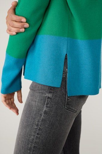 Lieblingsstück Strickpullover Pullover KristieEP Farbeinsatz grün mit blau