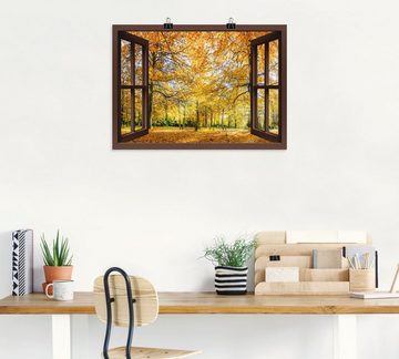 Artland Wandbild Fensterblick - Herbstwald Panorama, Fensterblick (1 St), als Leinwandbild, Poster, Wandaufkleber in verschied. Größen