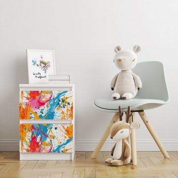 Sunnywall Möbelfolie passend für IKEA Malm Kommode Schrankfolie Aufkleber mit Farbkleckse, blasenfreie selbstklebende Folie (SCHRANK NICHT INKLUSIVE)