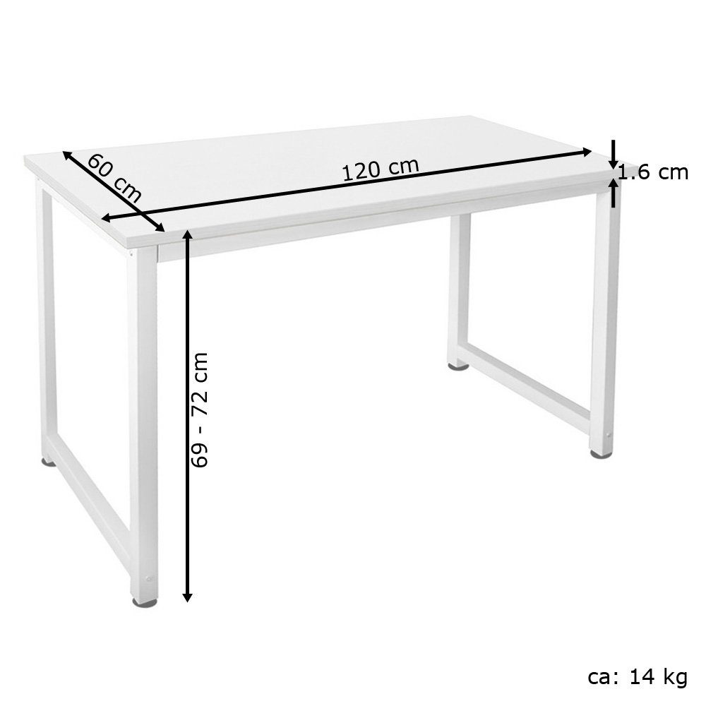 Kingpower Schreibtisch Tisch Computertisch Schreibtisch Schwarz Bürotisch 120 / 60 cm Auswahl x Kingpower Weiß