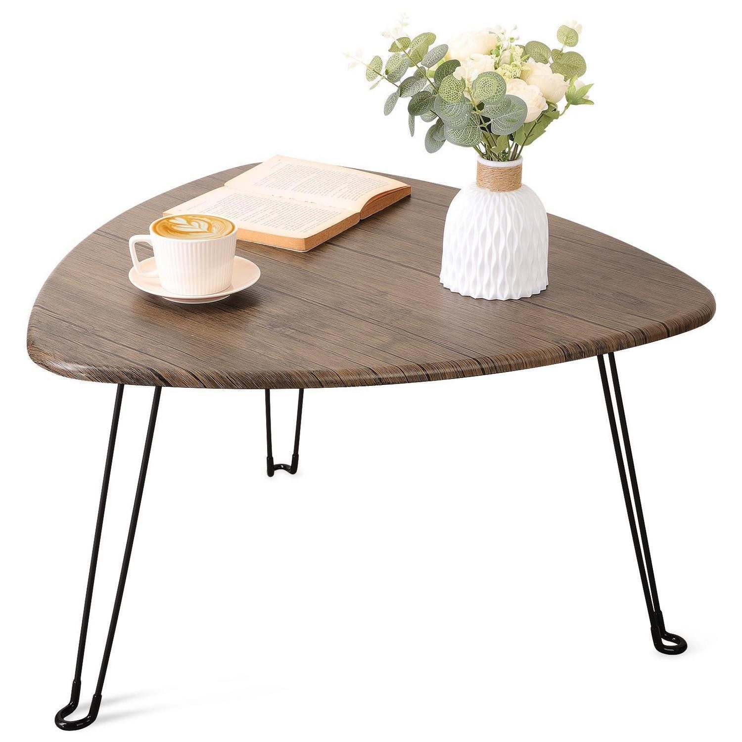 LuxusKollektion Klapptisch Dreieckiger Couchtisch Holz/Stahl (1-St)