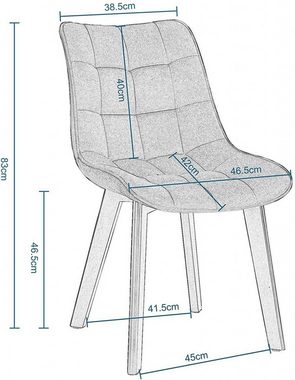 EUGAD Esszimmerstuhl (1 St), Rückenlehne, Weich Samt und schwarze Holzbeine