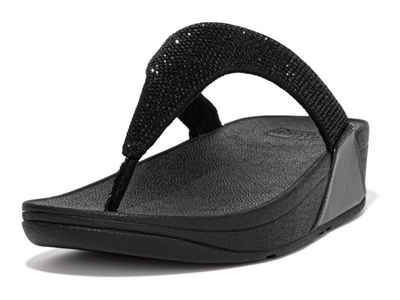 Fitflop LULU CRYSTAL EMBELLISHED TOE-POST SANDALS - HOTFIX Dianette, Keilabsatz, Sommerschuh, Zehentrenner mit weichem Zehensteg