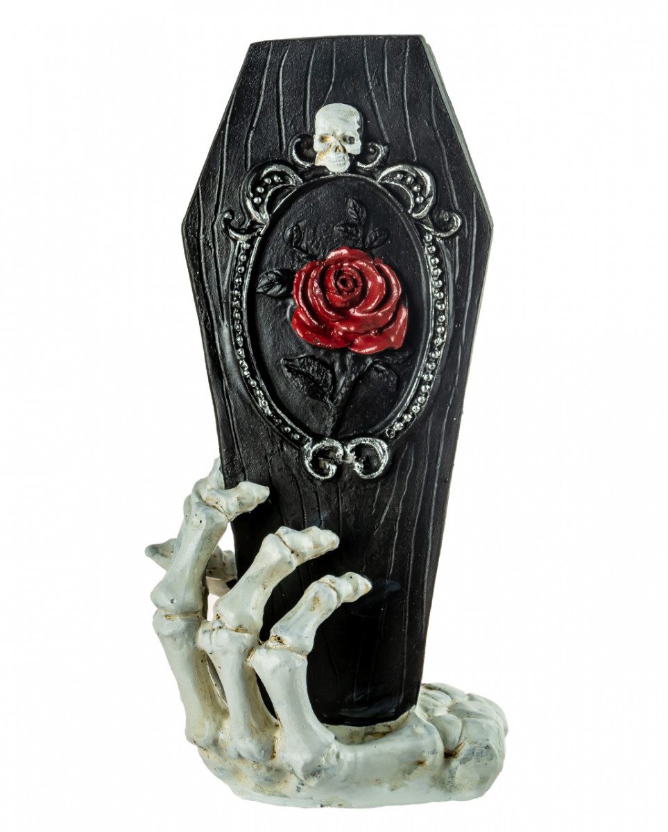 Dekofigur Schwarzer Sarg in Skeletthand als Dekofigur 25cm