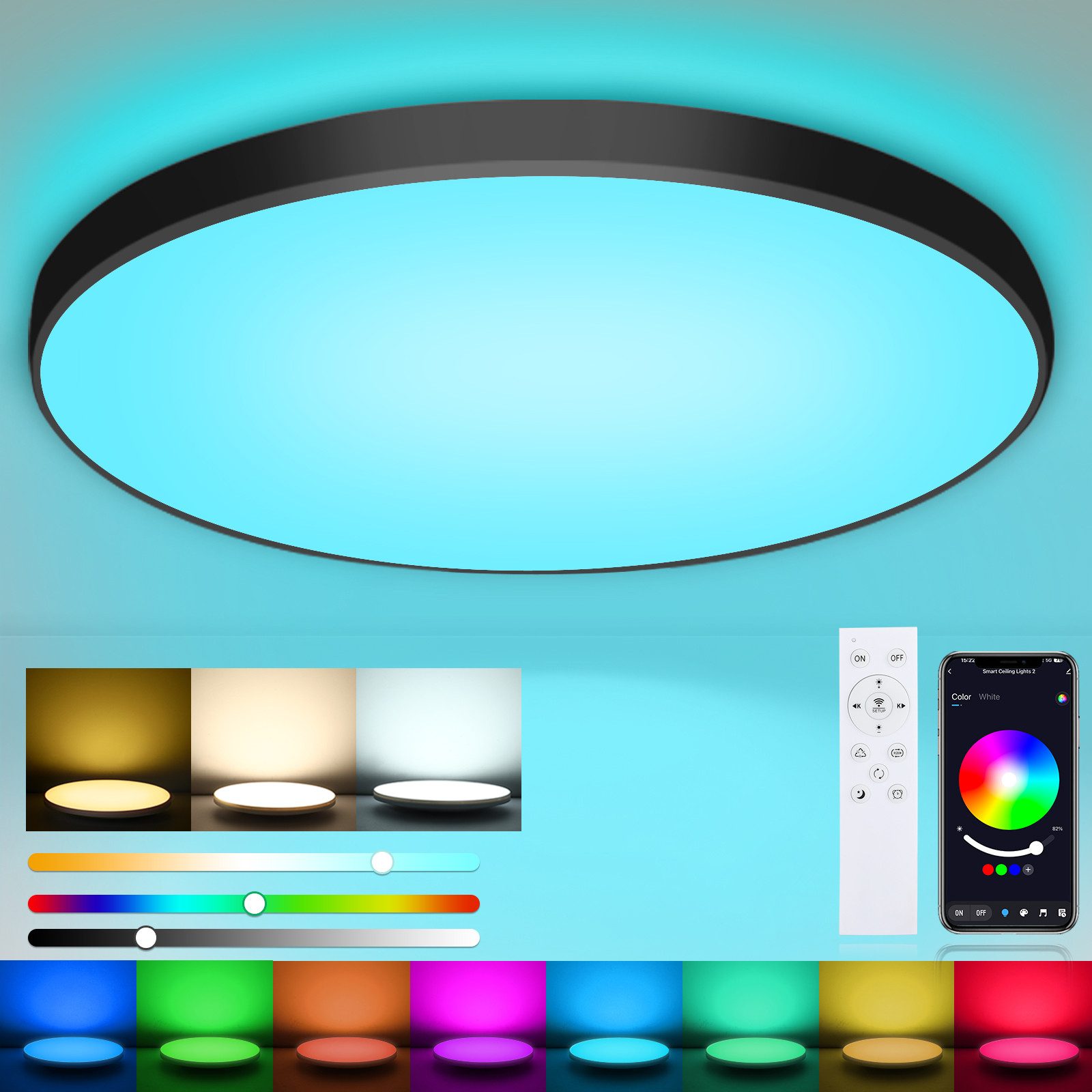 Oraymin Deckenleuchten RGB Steuerbar via App, günstig online kaufen