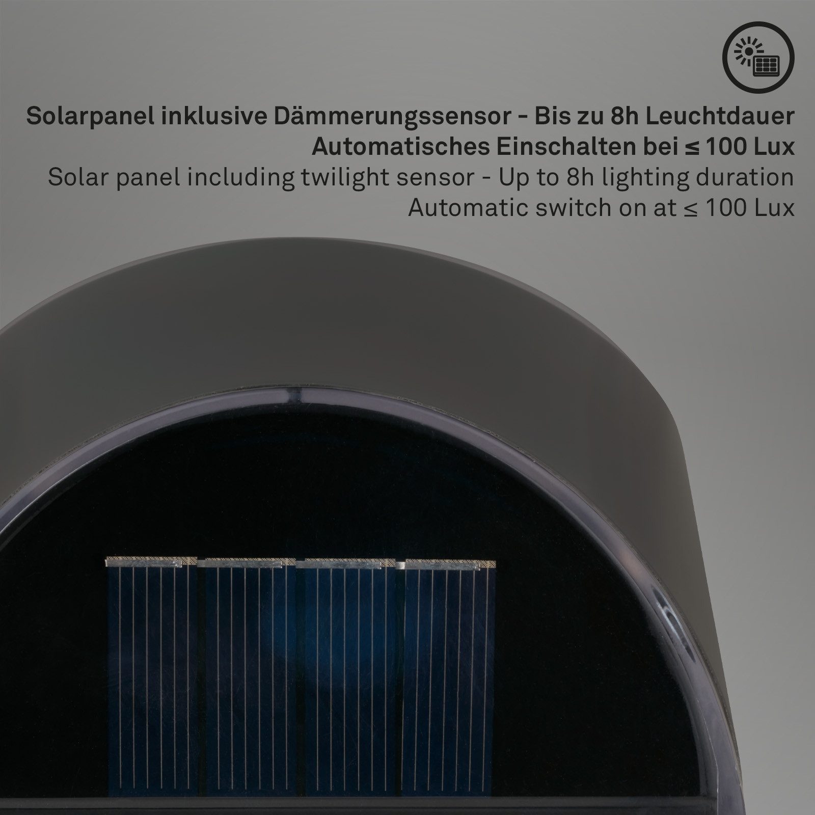 Briloner Leuchten LED Wandleuchte LED Wand-Solarleuchte, anthrazit, 4xLED, Abschaltautomatik, Ein-/Ausschalter, Nachtlichtfunktion, Tageslichtsensor, LED fest i – Bild 5 von 5