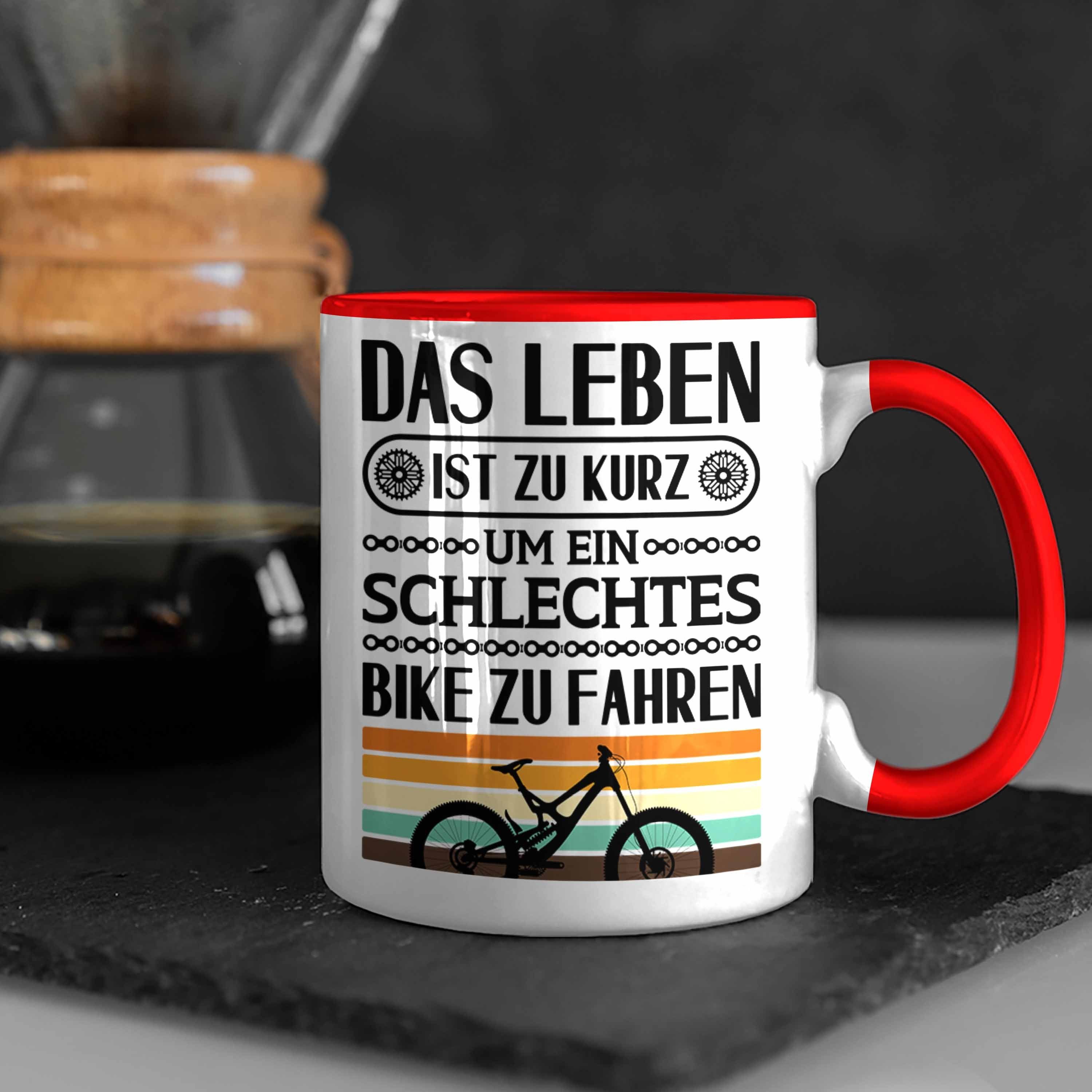 Tasse Fahrrad Trendation Radfahrer Rot Geschenkidee Kaffeetasse Geschenk Rennrad - Bike Trendation Fahrradfahrer Tasse