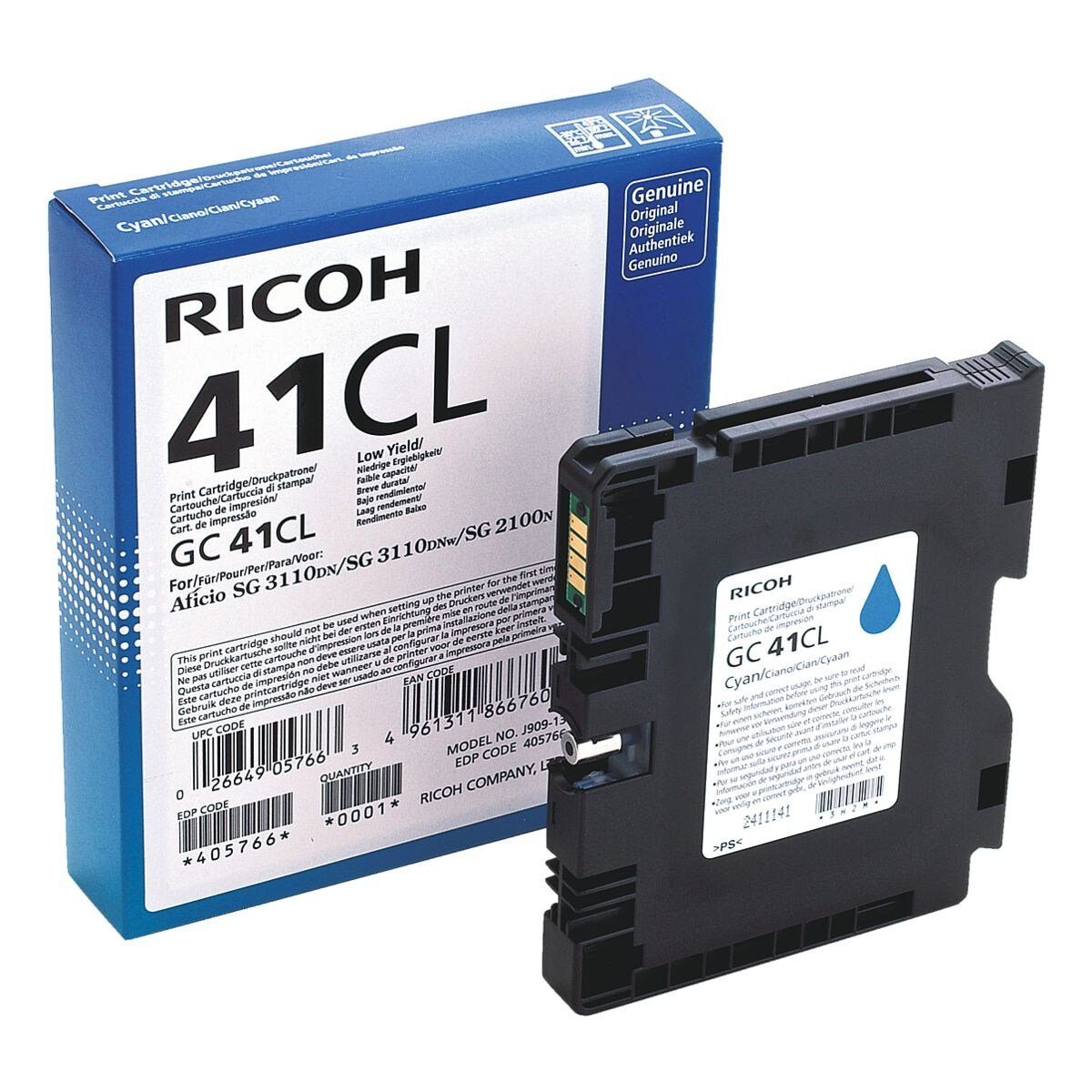 Ricoh 405766 Tintenpatrone (Original Gel-Patrone, cyan)