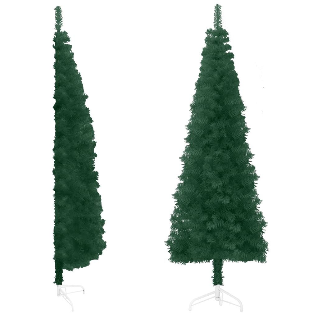 furnicato Künstlicher Weihnachtsbaum Künstlicher Halb-Weihnachtsbaum mit Ständer Schlank Grün 150 cm