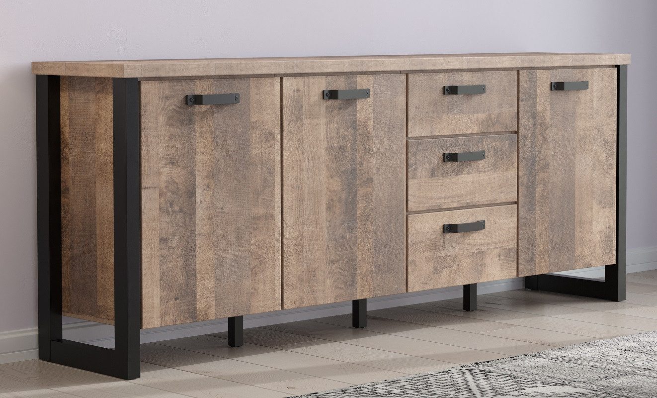 Sideboard Sideboard Emile, Eiche Tabak / Schwarz