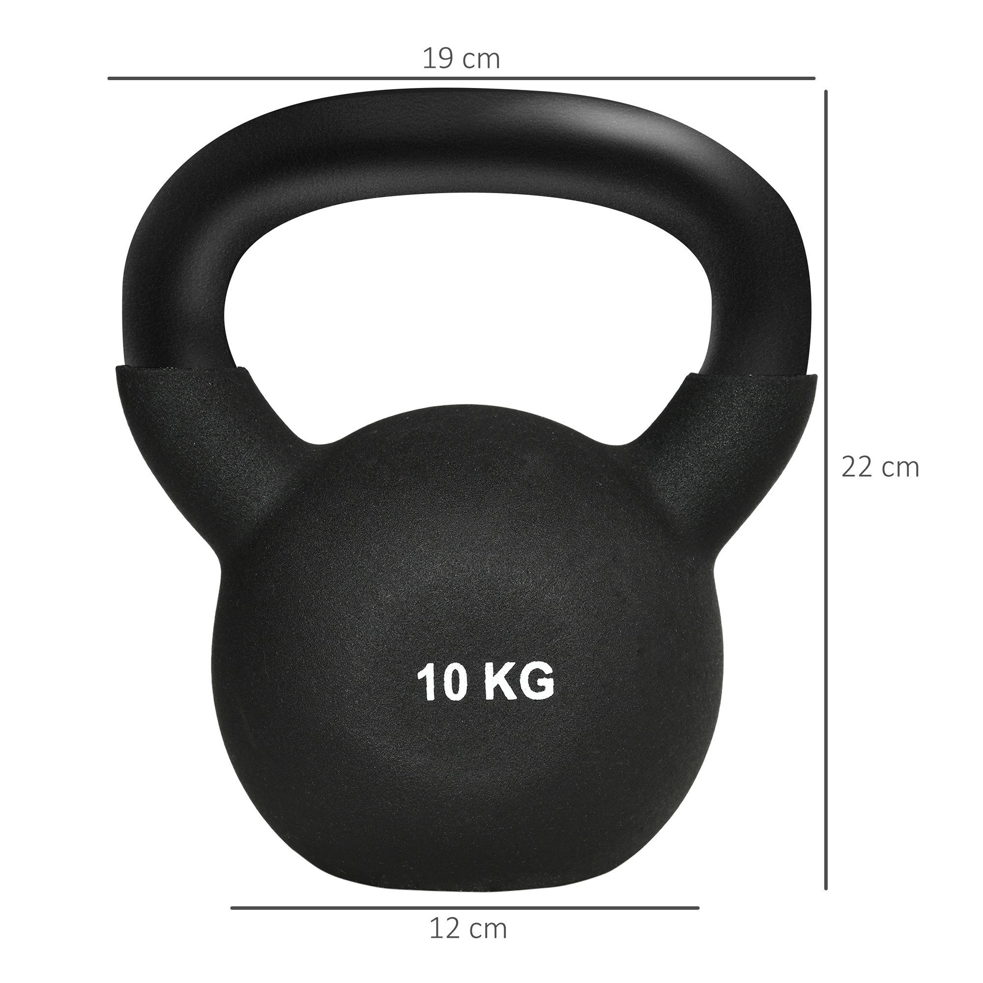 HOMCOM Kettlebell Kugelhantel mit Neoprenbeschichtung, (kettelbelltset, Bodenschonende Schwunghantel), Schwarz 19 x 12 x 22 cm