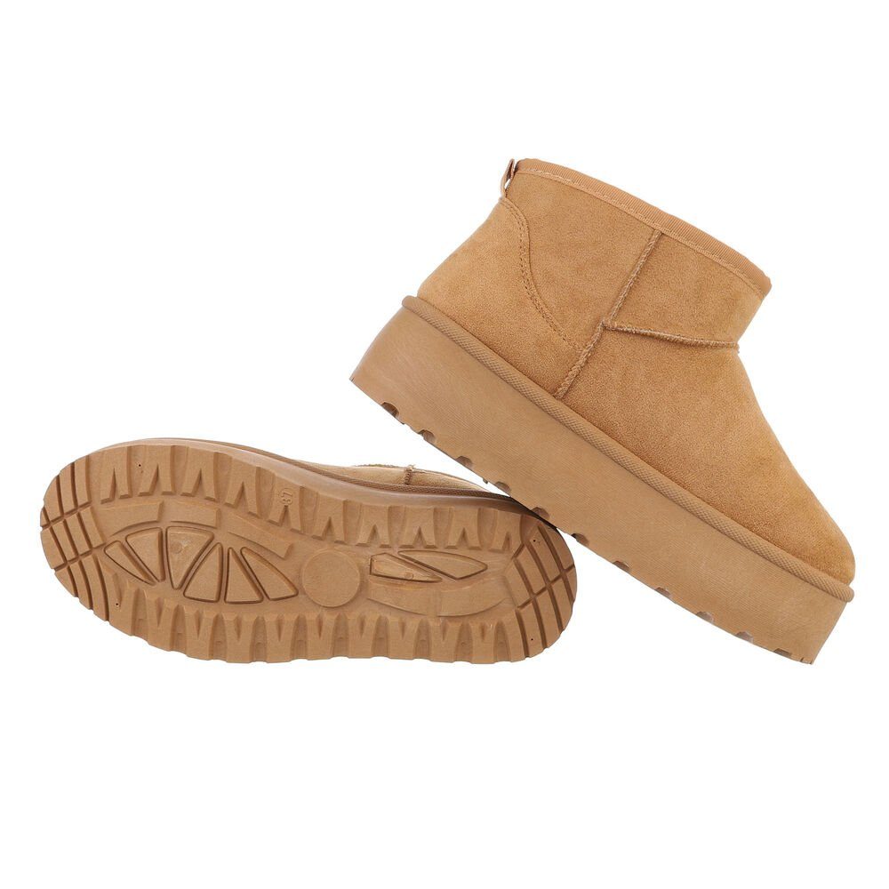 Ital-Design Damen Snowboots Freizeit Snowboots Plateaustiefeletten Snowboots (84338268) Flach Plateaustiefeletten in Camel