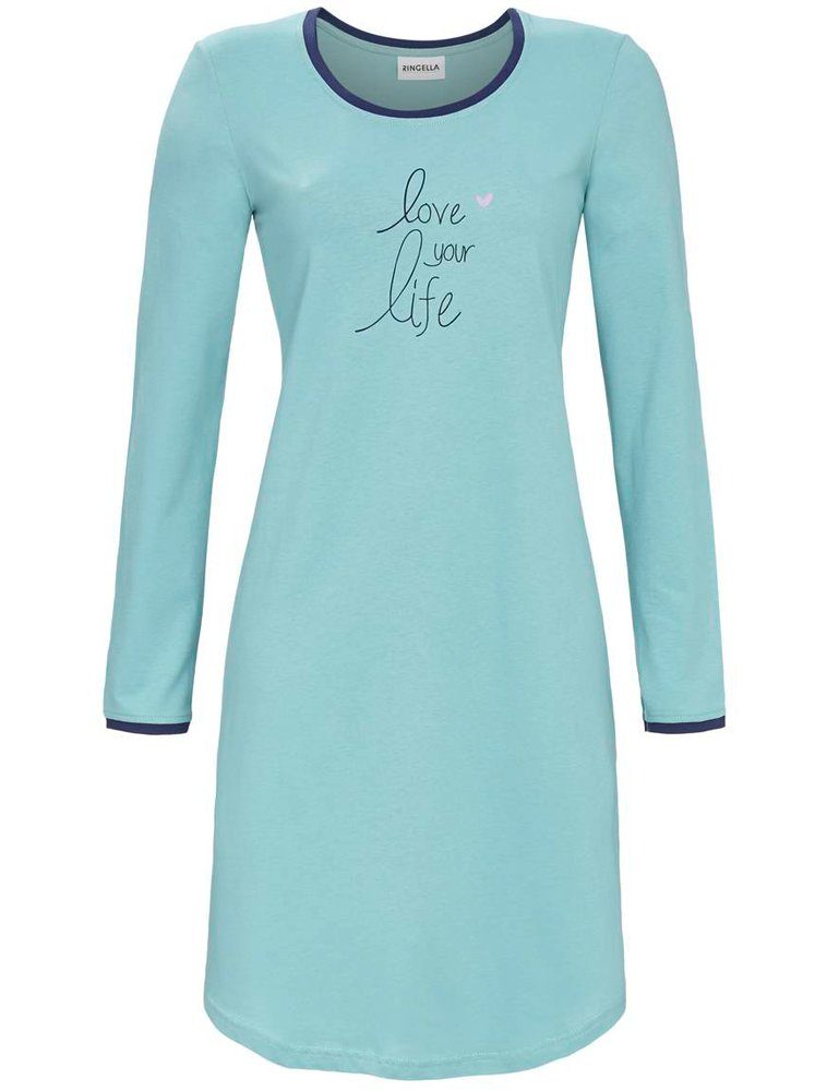 Ringella Nachthemd »Damen Langarm Nachtkleid Love your life, 1511024 -  Mintgrün, Sportlich dezentes Sleepshirt« online kaufen | OTTO