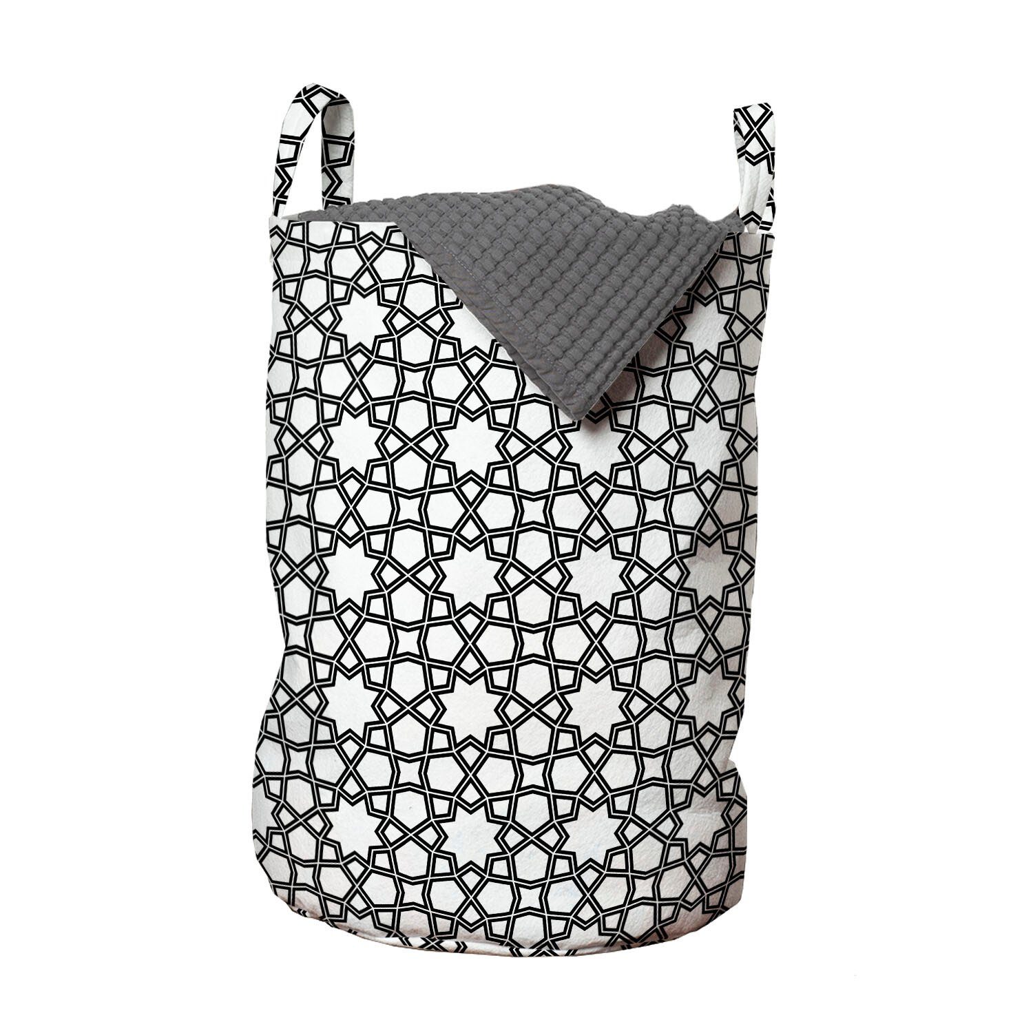 Abakuhaus Wäschesäckchen Wäschekorb mit Griffen Kordelzugverschluss für Waschsalons, geometrisch Zier Arabisch Sterne